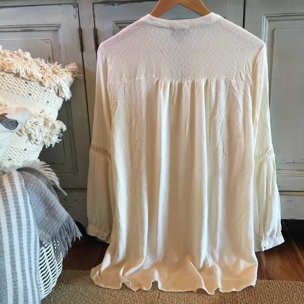 SOLD OUT!! Long Sleeve Boho Cream Tunic Top Blouse - Picture 5 of 6